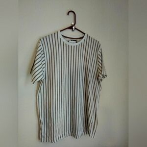 Denim & Flower Shirt Men Medium White & Brown Short Sleeve Academia Casual